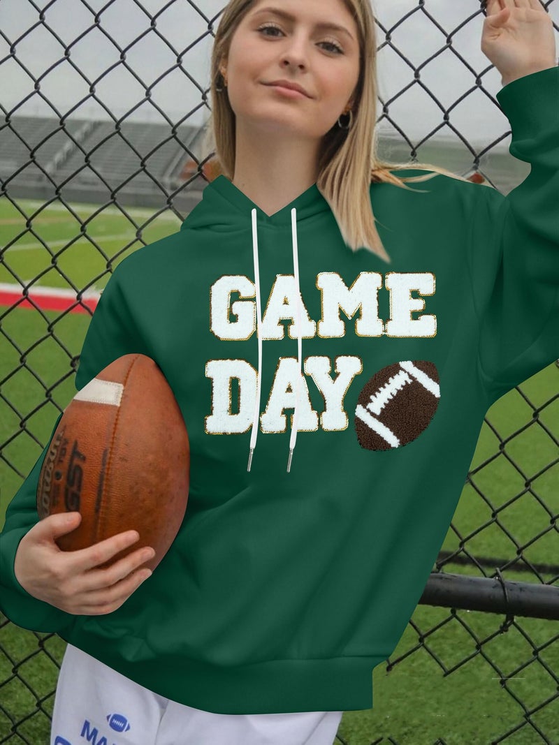 FASHGL Game Day Football Sweatshirt Women: Funny Football Graphic Hoodie Sunday Funday Pullover Hoodies Long Sleeve Tops Green - Image 5