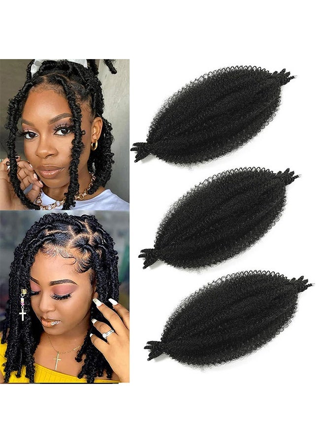 3 Packs Springy Afro Twist Hair, 12 Inch Marley Twist Braiding Hair, Afro Twist Hair Pre-Separated Spring Twist Hair, Natural Black Kinky Twist Hair Extensions for Women(12 Inch Pack of 3) - Image 1