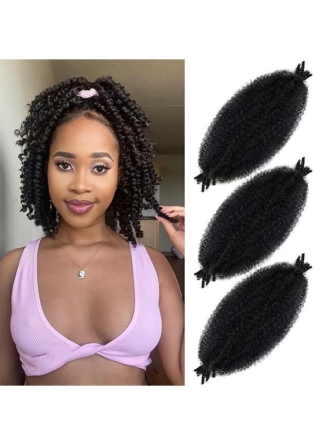 3 Packs Springy Afro Twist Hair, 12 Inch Marley Twist Braiding Hair, Afro Twist Hair Pre-Separated Spring Twist Hair, Natural Black Kinky Twist Hair Extensions for Women(12 Inch Pack of 3) - Image 4