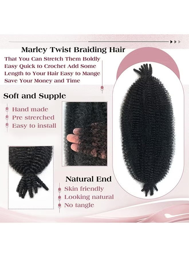 3 Packs Springy Afro Twist Hair, 12 Inch Marley Twist Braiding Hair, Afro Twist Hair Pre-Separated Spring Twist Hair, Natural Black Kinky Twist Hair Extensions for Women(12 Inch Pack of 3) - Image 3