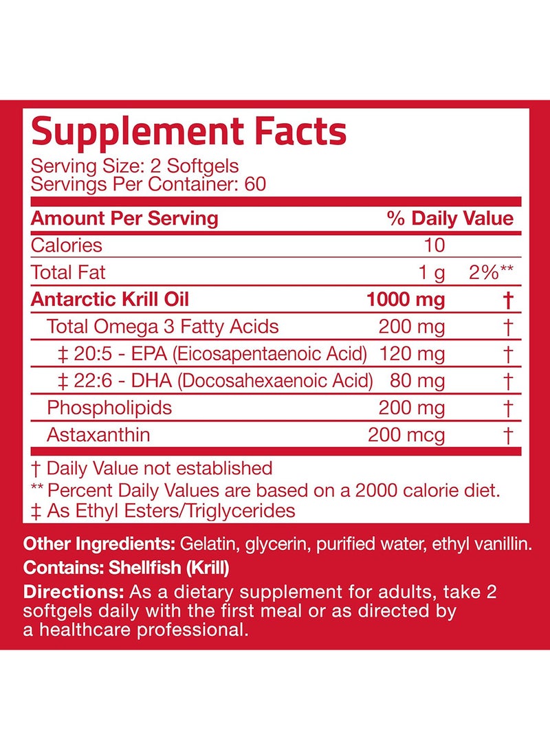 Bronson Antarctic Krill Oil 1000 Mg With Omega3S Epa Dha And Astaxanthin Heavy Metal Tested 120 Softgels 60 Servings  - Image 4