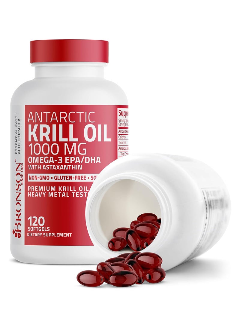 Bronson Antarctic Krill Oil 1000 Mg With Omega3S Epa Dha And Astaxanthin Heavy Metal Tested 120 Softgels 60 Servings  - Image 2