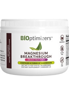 BiOptimizers Magnesium Breakthrough Drink Fruit Punch 8 Forms Of Magnesium 5.4 Oz 30 Servings  - Image 1