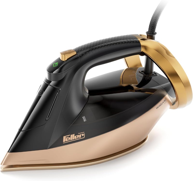 Feller Germany Vanguard Series Steam Iron, 2600W, Prime Gold Ceramic Double Sole Plate with Anti Calc, Auto Shut off, TrueTemp, Easy One Button Steam, SI260, 2Y Guarantee-KSA Version (Gold) - Image 1