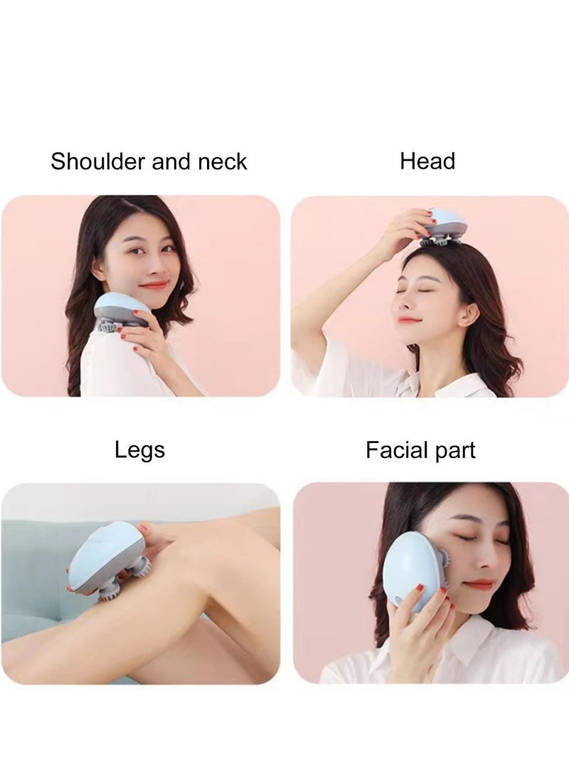 Portable Electric Scalp Massager Cordless Head Massager with 4 Kneading Heads Pink - Image 5