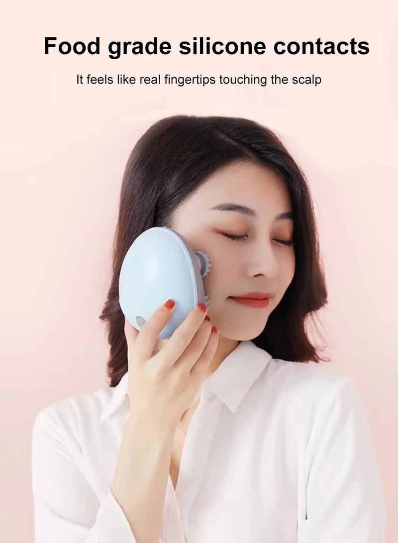 Portable Electric Scalp Massager Cordless Head Massager with 4 Kneading Heads Pink - Image 2