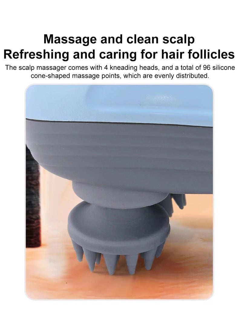 Portable Electric Scalp Massager Cordless Head Massager with 4 Kneading Heads Pink - Image 4