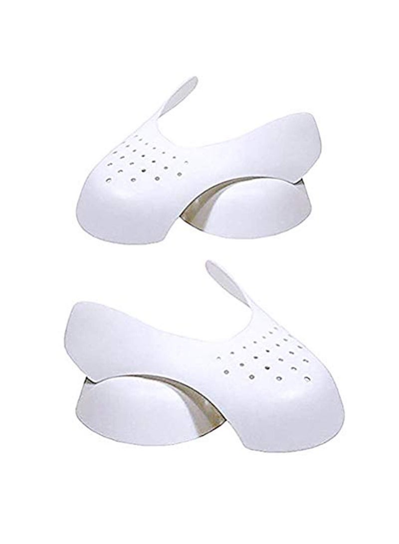 2 Pairs Sneaker Crease Protectors Durable Anti Wrinkle Toe Box Guards for Men UK 6-12 Women 5-9 White Running Casual Shoes - Image 1