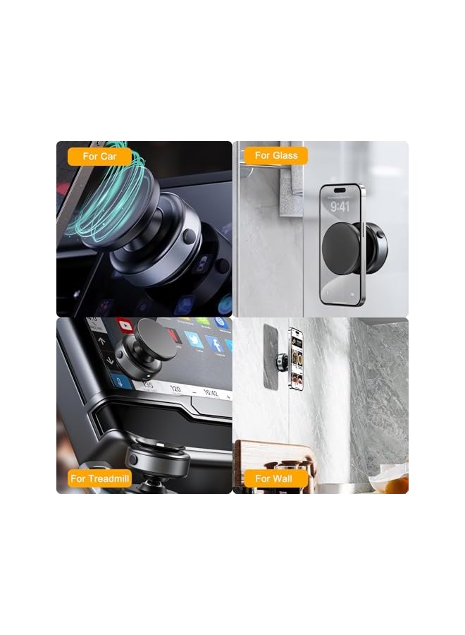 S-TOP 1pcs Electric Vacuum Magnetic Car Phone Mount - 360° Rotating Suction Cup Holder, Strong Magnetic Grip, Adjustable Secure Mobile Phone Holder (silvery) - Image 2