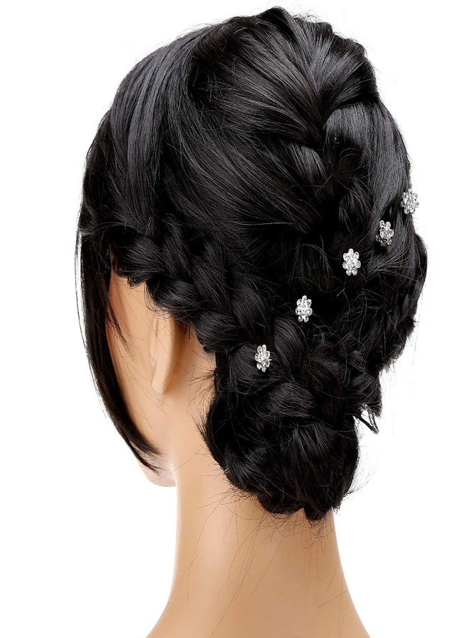 BETITETO 40 Pcs U-Shaped Flower Rhinestone Hair Pins Crystal Hair Accessories for Bridal Wedding Party Girls' Sweet Sixteen (White) - Image 2