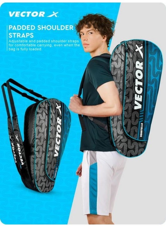 Vector X Donatello Water Resistant 4 Compartment Badminton Bag with Padded Shoulder Strap - Image 5