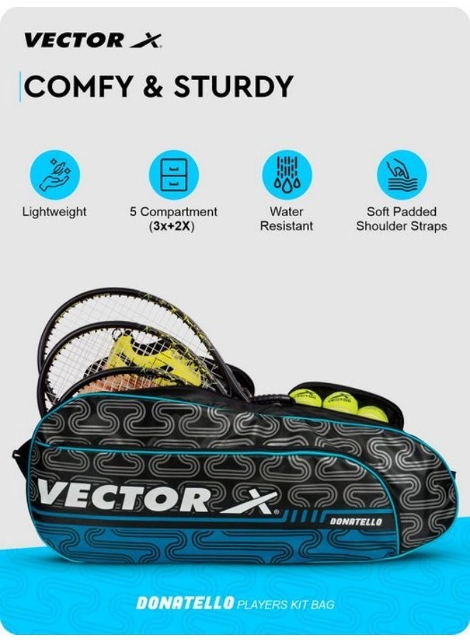 Vector X Donatello Water Resistant 4 Compartment Badminton Bag with Padded Shoulder Strap - Image 4