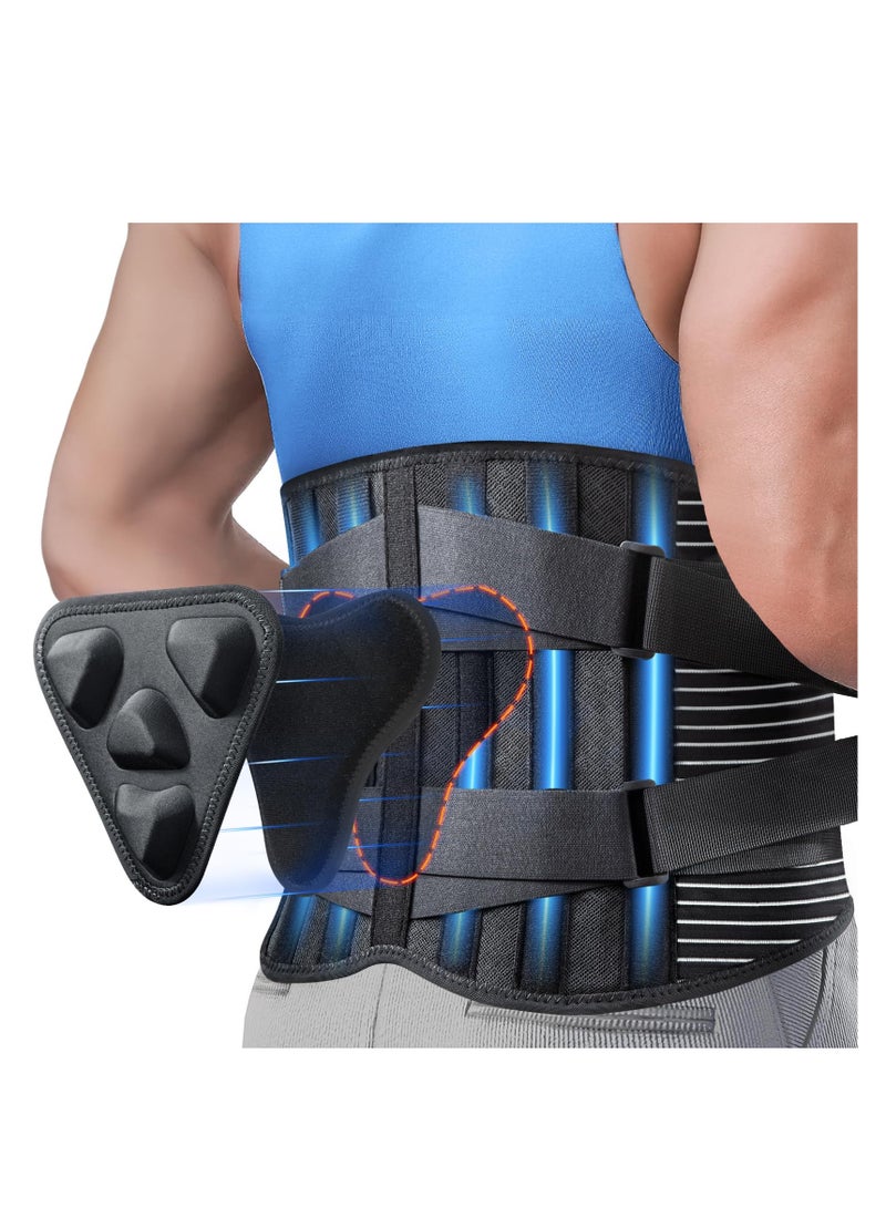 Back brace for lower back pain relief with 3D lumbar pad, 6X back support straps with replaceable men/women straps, soft and breathable mesh fabric lumbar support for herniated disc, (Size M waist 2.1-3 feet, 75-95CM) - Image 1