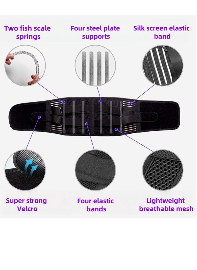 Back brace for lower back pain relief with 3D lumbar pad, 6X back support straps with replaceable men/women straps, soft and breathable mesh fabric lumbar support for herniated disc, (Size M waist 2.1-3 feet, 75-95CM) - Image 5