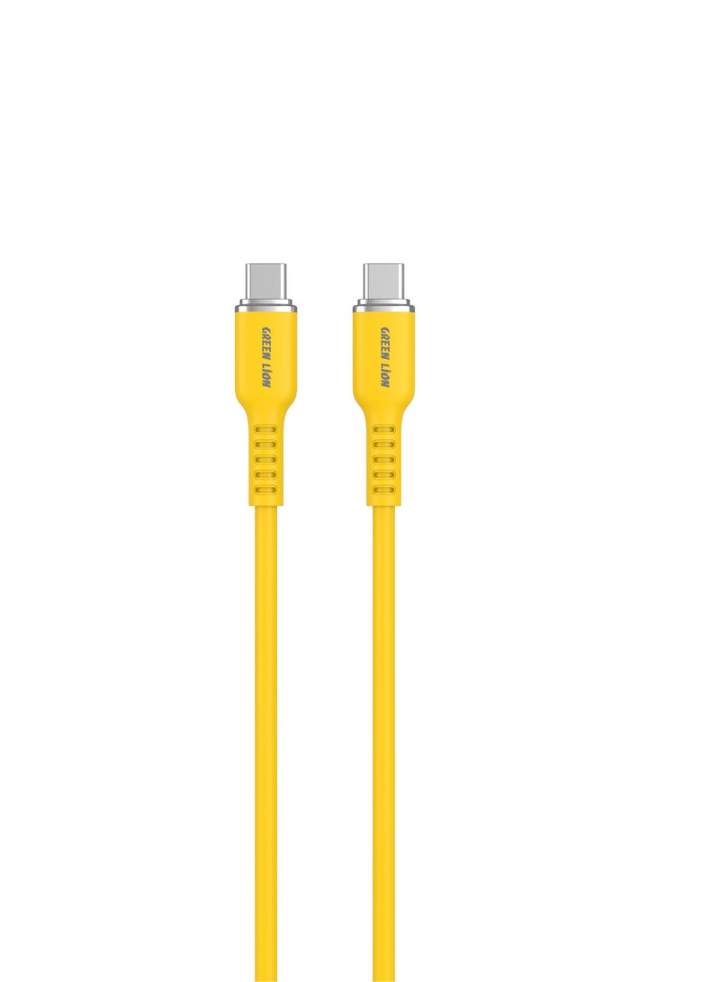 GREEN LION USB-C TO USB-C Silicone Cable / 60W Current / High Transfer Speed / Secure & Safe / Charge & Sync / 10,000 Bends / Wide Compatible / Long Length Cable - Yellow - Image 1