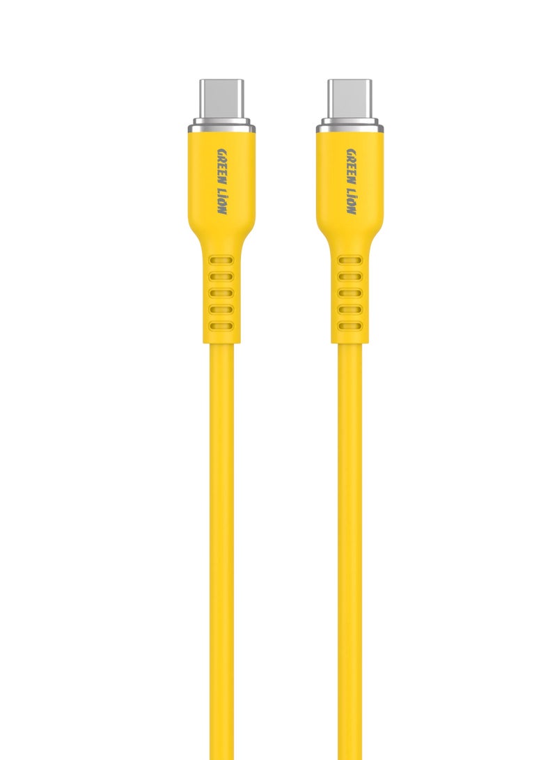 GREEN LION USB-C TO USB-C Silicone Cable / 60W Current / High Transfer Speed / Secure & Safe / Charge & Sync / 10,000 Bends / Wide Compatible / Long Length Cable - Yellow - Image 3