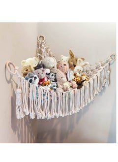 KASTWAVE Stuffed Animal Toy Hammock Macrame with Light, Corner Toy Corner Hammock Organizer Display Holder Net for Hanging Stuff Animals  - Image 1