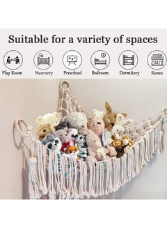 KASTWAVE Stuffed Animal Toy Hammock Macrame with Light, Corner Toy Corner Hammock Organizer Display Holder Net for Hanging Stuff Animals  - Image 3