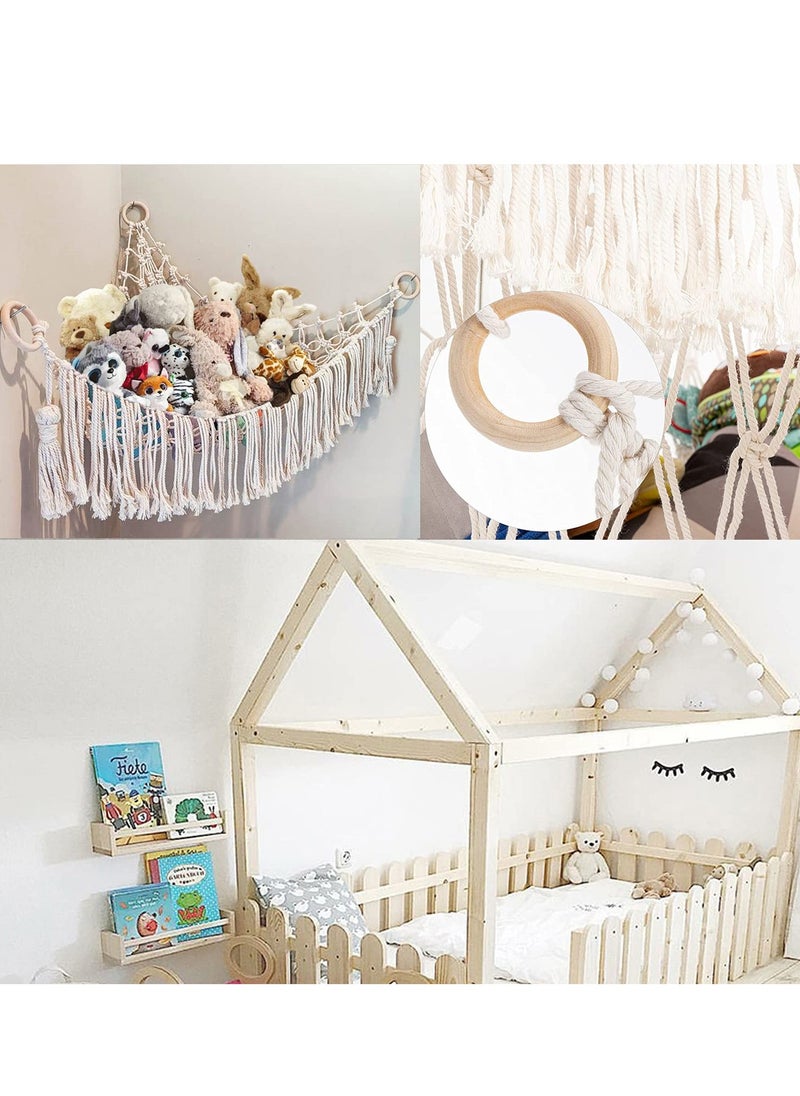 KASTWAVE Stuffed Animal Toy Hammock Macrame with Light, Corner Toy Corner Hammock Organizer Display Holder Net for Hanging Stuff Animals  - Image 2