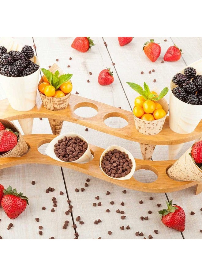 Restaurantware Curved Multi Level Food Cone and Sushi Hand Roll Display Stand: Perfect for Restaurants Catered Events and Buffets - Holds 12 Cones - Made from Organic Bamboo - 1ct Box - Image 3