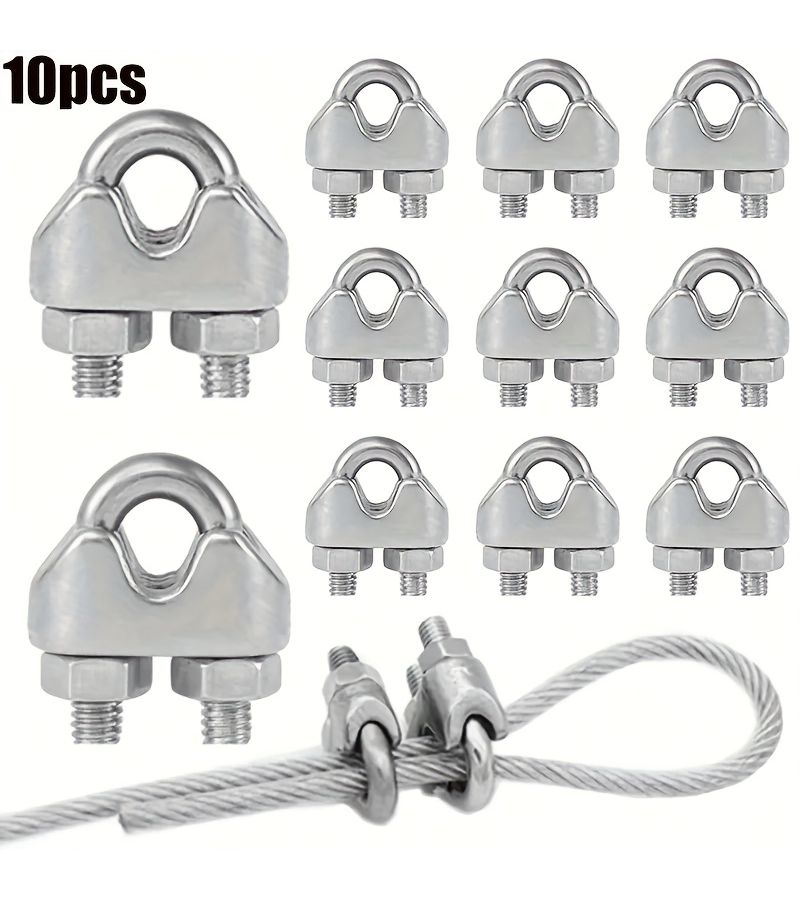 10 Pcs Stainless Steel U Type Cable Clips For Secure Wire Fixing - Image 4
