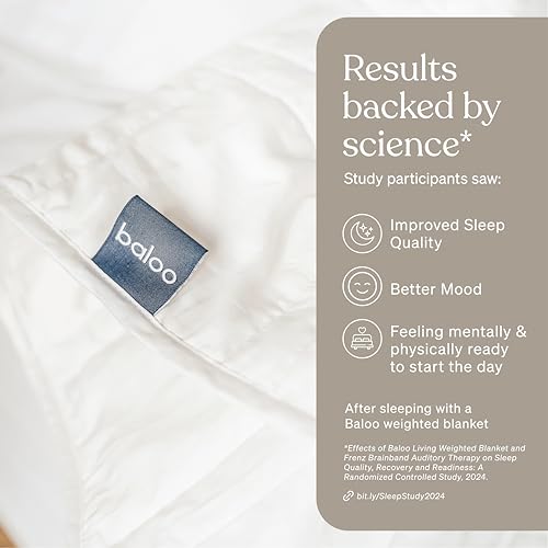 Baloo Weighted Blanket for Adults 12 lb Throw (Pebble White, 42"x72") | Cool & 100% Cotton | Machine Washable & Dryer Safe | Glass Microbead Fill - Image 2