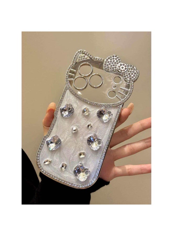 QZ iPhone 17 Pro Max Hello Kitty Rhinestone Phone Case, Luxury Bling Full-Cover Protector - Image 3
