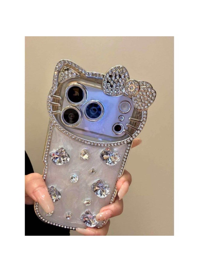 QZ iPhone 17 Pro Max Hello Kitty Rhinestone Phone Case, Luxury Bling Full-Cover Protector - Image 2