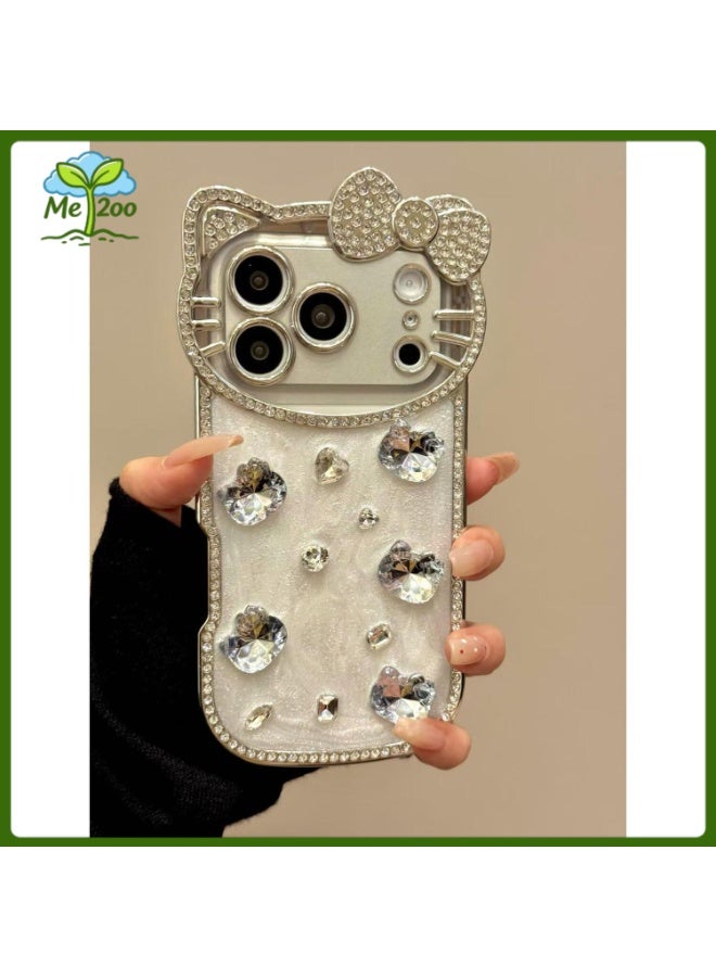 QZ iPhone 17 Pro Max Hello Kitty Rhinestone Phone Case, Luxury Bling Full-Cover Protector - Image 1