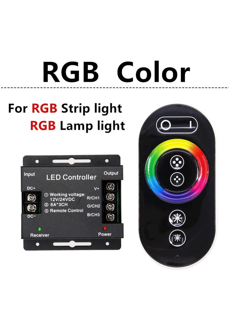 RGB Dimmer Switch with Slide Remote Control, DC 12V-24V, 6A/CH PWM, LED Light Strip Dimmer to Adjust Brightness, Dimmable Light Switch - Image 2
