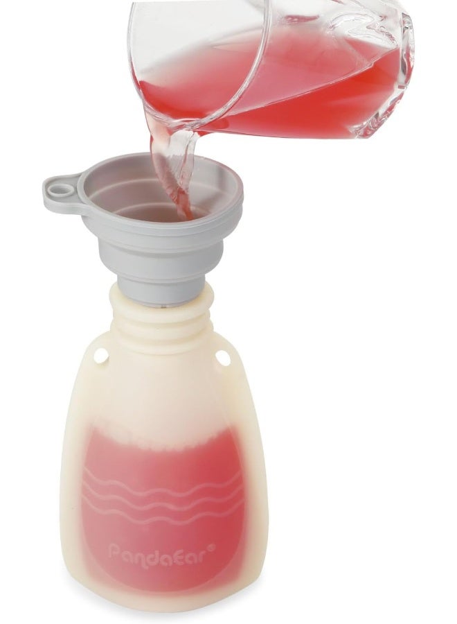 PandaEar Reusable Silicone Baby Food Pouches, 4 Pack Squeeze Pouches for Toddler Kids, BPA-Free Silicone Refillable Baby Food Storage, 5.5 oz/160 ml - Image 4