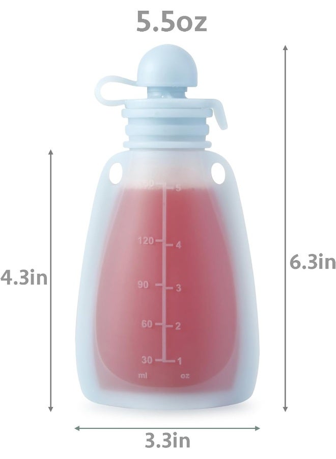 PandaEar Reusable Silicone Baby Food Pouches, 4 Pack Squeeze Pouches for Toddler Kids, BPA-Free Silicone Refillable Baby Food Storage, 5.5 oz/160 ml - Image 3