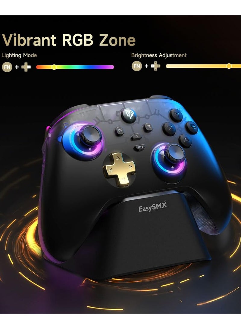 EasySMX D05 PC Controller - Enhanced Wireless Bluetooth Controller with Hall Effect/Charging Dock/RGB Lighting - No Stick Drift, No Dead Zone - Work for Windows PC, Android, Steam and Switch - Image 2