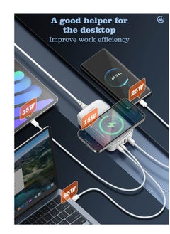 LDNIO 140W Wireless Charging With 2 USB-C 2 USB-A Multiport Desktop Wireless Charging Adapter Black  - Image 4