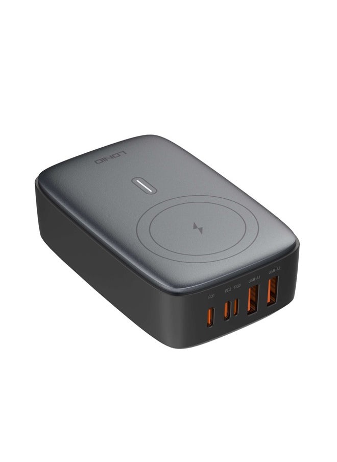 LDNIO - 140W Multiport Desktop Super Fast Wireless Charger With 2 USB-C 2 USB-A 1 Lightning port Charging Adapter Support Laptop Tablet Charging 1.5m Power cable - Image 1