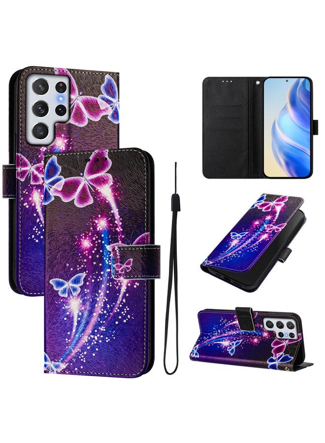 اس-توب جراب هاتف جلدي بنمط رسم فني ملون لهاتف Samsung Galaxy S22 Ultra 5G - Image 1