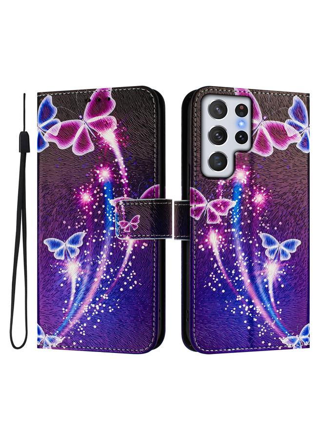 اس-توب جراب هاتف جلدي بنمط رسم فني ملون لهاتف Samsung Galaxy S22 Ultra 5G - Image 2