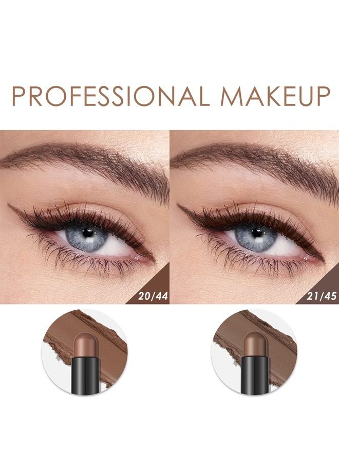 FOCALLURE 2 Pcs Shimmer Cream Eyeshadow Stick,Brightener Eyeshadow Pencil Crayon,Highlighter Eye Shadow Stick Sets with Crease-proof Formula,Long Lasting Waterproof Eye Shadow Make Up (Rich Rum) - Image 3