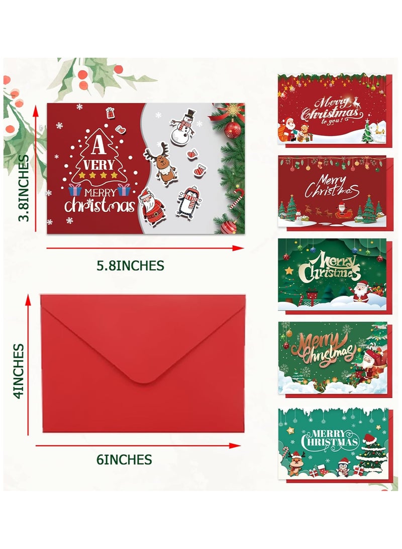 AUTOYSUR 24PCS Christmas Cards with Envelopes and Stickers 6 Assorted Designs Holiday Greeting Cards Merry Christmas Cards Xmas Party Favors Gift Cards for Family Kids Friends - Image 5