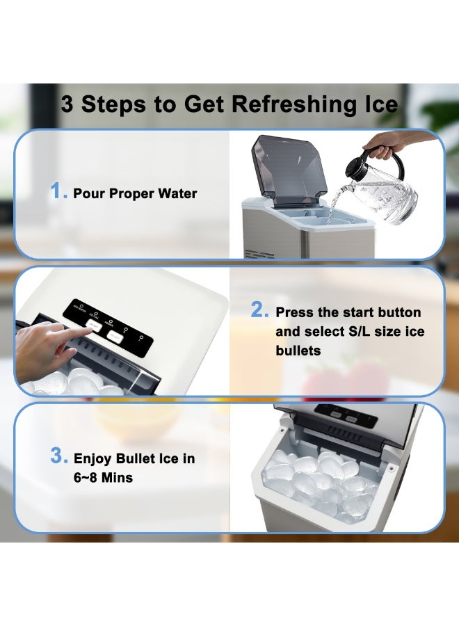 iTOMA Bullet Ice Maker Machine Portable Automatic Ice Maker 12Kg in 24hrs | Two Sizes Ice Cube | Auto Shut Off | Portable Ice Maker | Electric Ice Maker for Home/ Kitchen/ Office/ Bar/ - Image 4