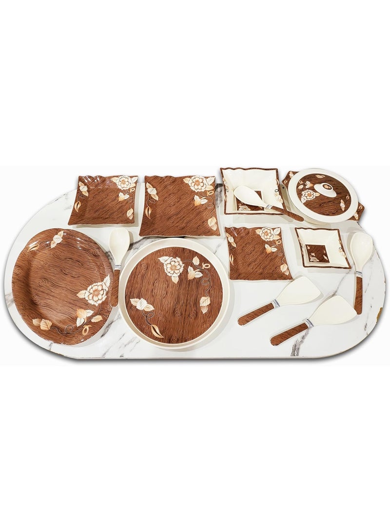 برايم ميلامين  طقم عشاء من الميلامين مكون من 47 قطعة لتقديم 8 اشخاص من برايم، طقم عشاء عالي الجودة وغير قابل للكسر، امن للاستخدام في الميكروويف وغسالة الصحون، طقم اطباق ميلامين - Image 2