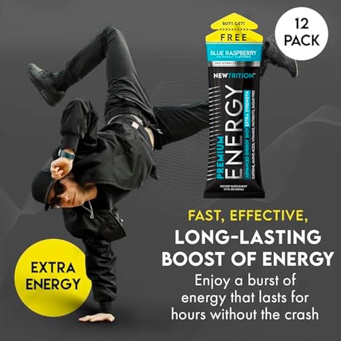 NewTrition® Extra Strength Energy Shots, Sugar-Free 1.7 fl oz (Pack of 12, 4 Flavors) | 250mg Caffeine Energy Drinks with Vitamin B & Amino Acids, Zero Calories Vitamin Energy Shots (Mixed 1) - Image 4