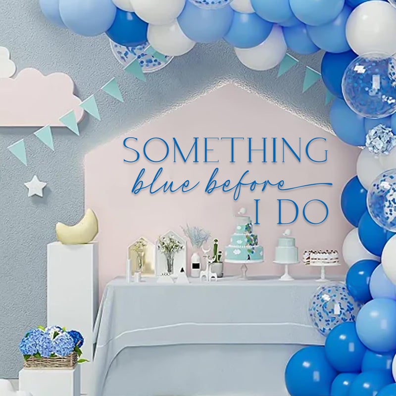 Aoemon Something Blue Before I Do Bridal Shower Decorations - Peel and Stick Bridal Shower Balloon Arch Stickers, Wedding Day Engagement Theme Party Decor, Something Blue Letter Wall Decal Backdrop - Image 4
