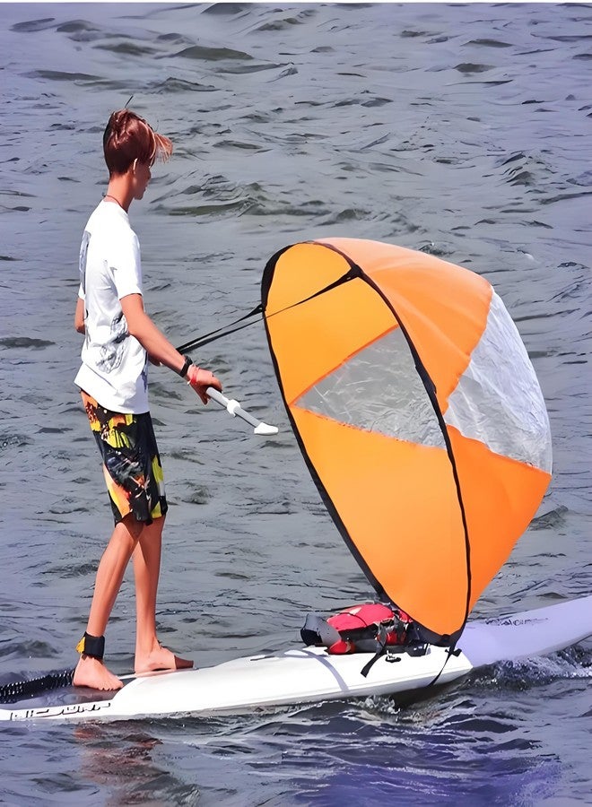 POCREATION 42 inches Downwind Wind Sail Kit Kayak Wind Sail Kayak Paddle Board Accessories,Easy Setup and Deploys Quickly,Compact and Portable[Orange] - Image 3