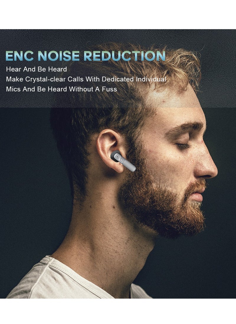Daw-link True Wireless Earbuds ,Hi Res Sound, 30-Hour Battery, ENC Noise Cancelling, Quad Mics, IPX5 Water Resistant