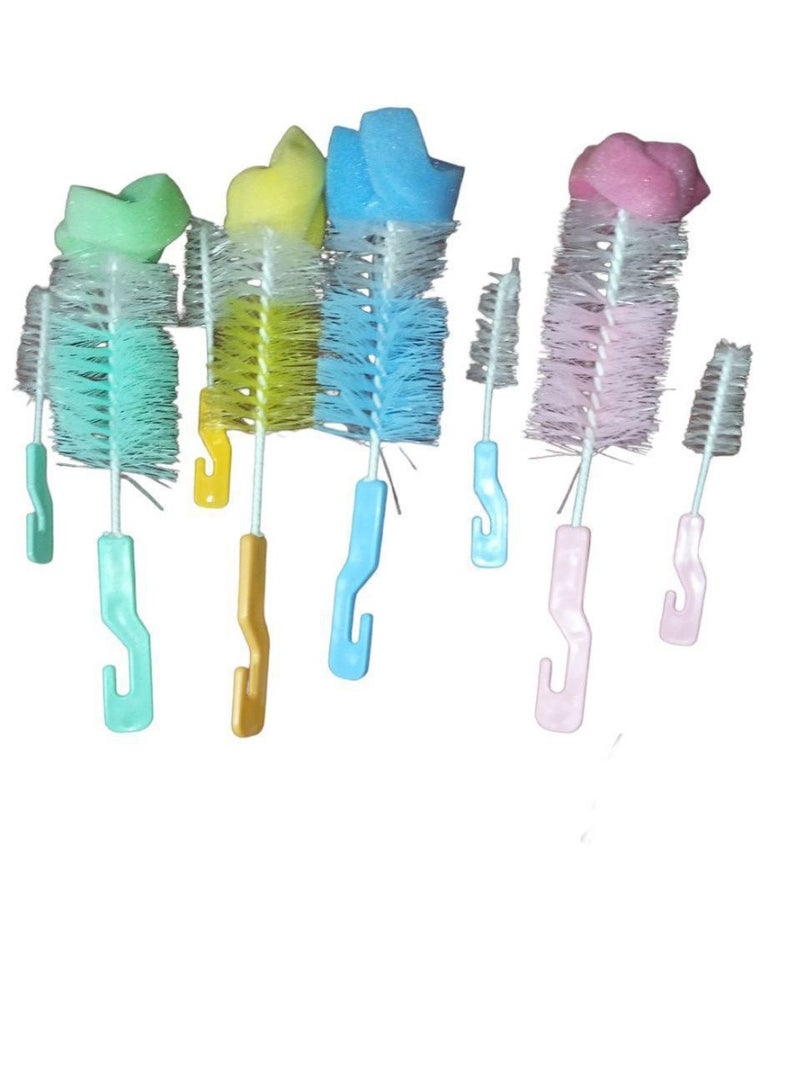 4 bottle and nipple cleaning brushes made of plastic (yellow, blue, green and pink) - Image 1