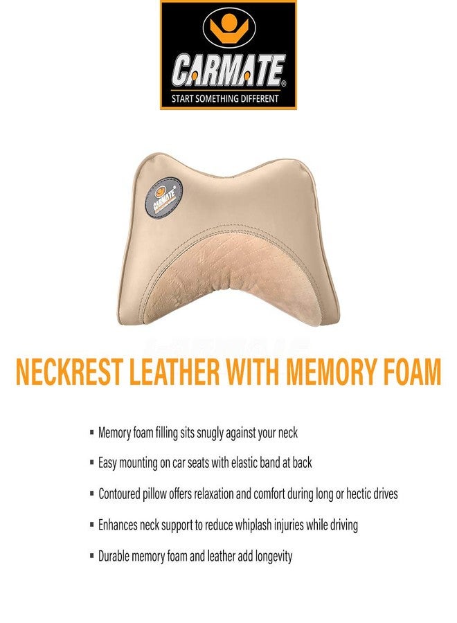 CARMATE Embessy Car Seat Neck Pillow, Headrest Cushion for Neck Pain Relief & Cervical Support with Pure Memory Foam and Ergonomic Design (Camel Velvet) - Image 3