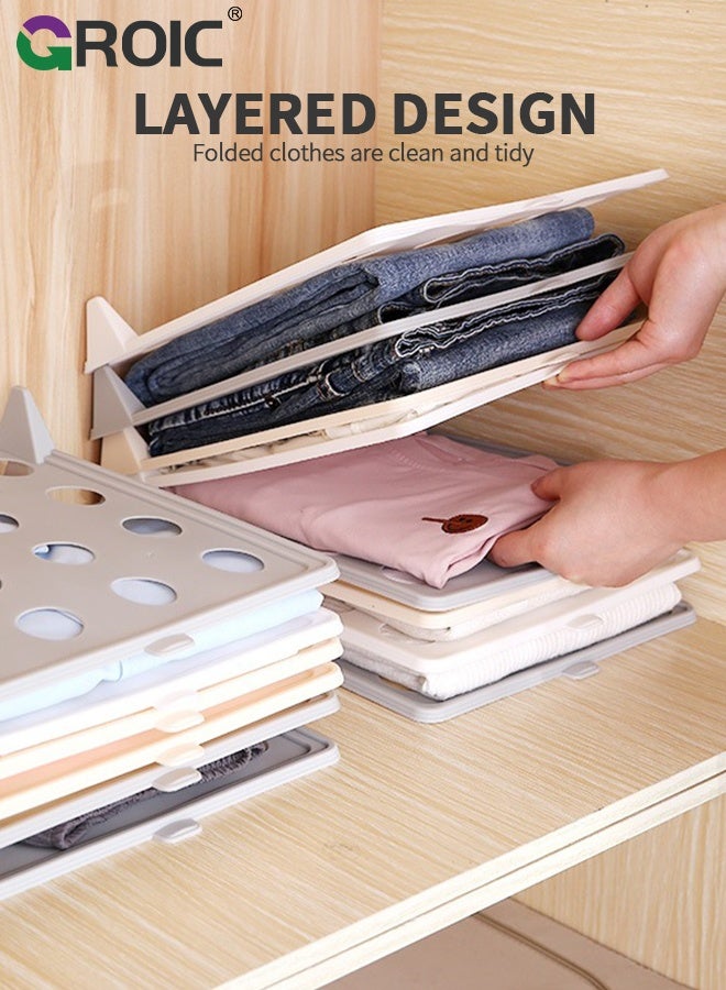 GROIC Shirt Folder Board, 10 PCS Stackable Clothes Folding Board for Closet Organize Pants Shorts Sweater, Neat Storage, Sturdy and Durable, Detachable Stackable Clothing Trays, Clothes Organizer, Grey - Image 5