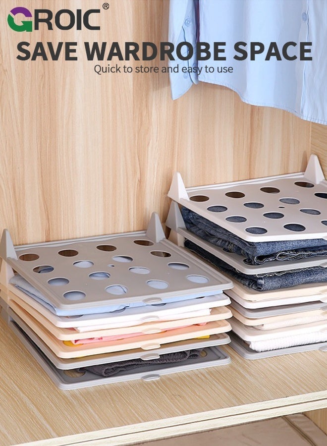 GROIC Shirt Folder Board, 10 PCS Stackable Clothes Folding Board for Closet Organize Pants Shorts Sweater, Neat Storage, Sturdy and Durable, Detachable Stackable Clothing Trays, Clothes Organizer, Grey - Image 1