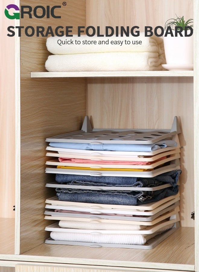 GROIC Shirt Folder Board, 10 PCS Stackable Clothes Folding Board for Closet Organize Pants Shorts Sweater, Neat Storage, Sturdy and Durable, Detachable Stackable Clothing Trays, Clothes Organizer, Grey - Image 3